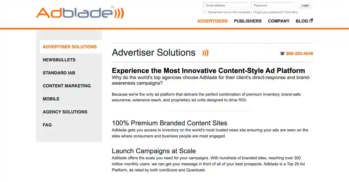 Adblade website