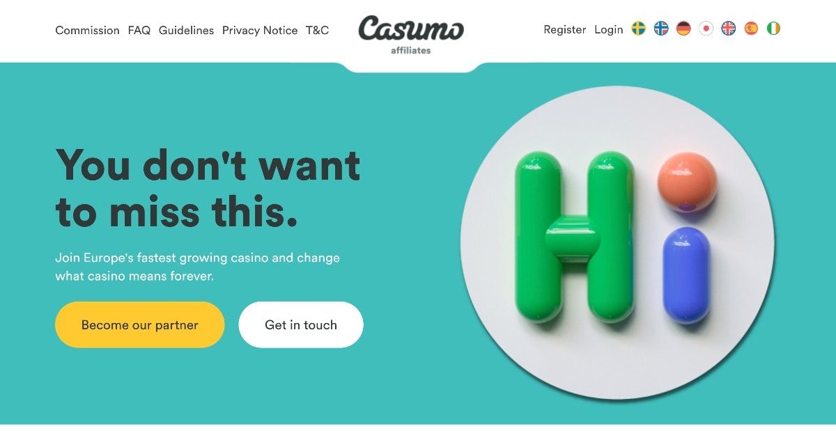 Casumo affiliates page