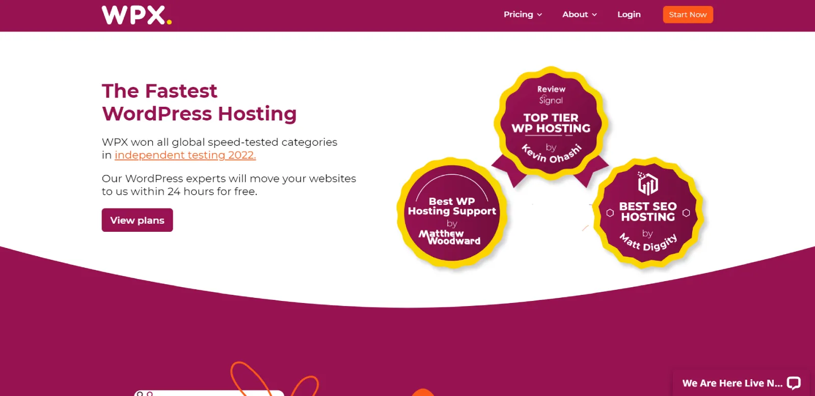 WPX hosting homepage