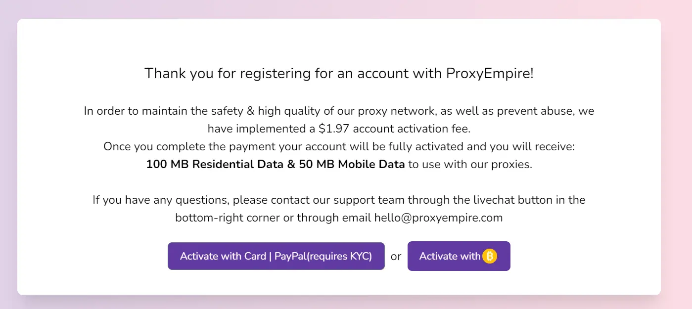 ProxyEmpire account activation 1