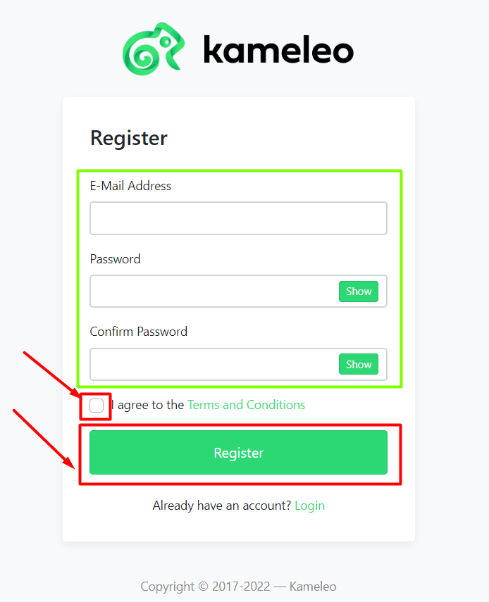 kameleo register