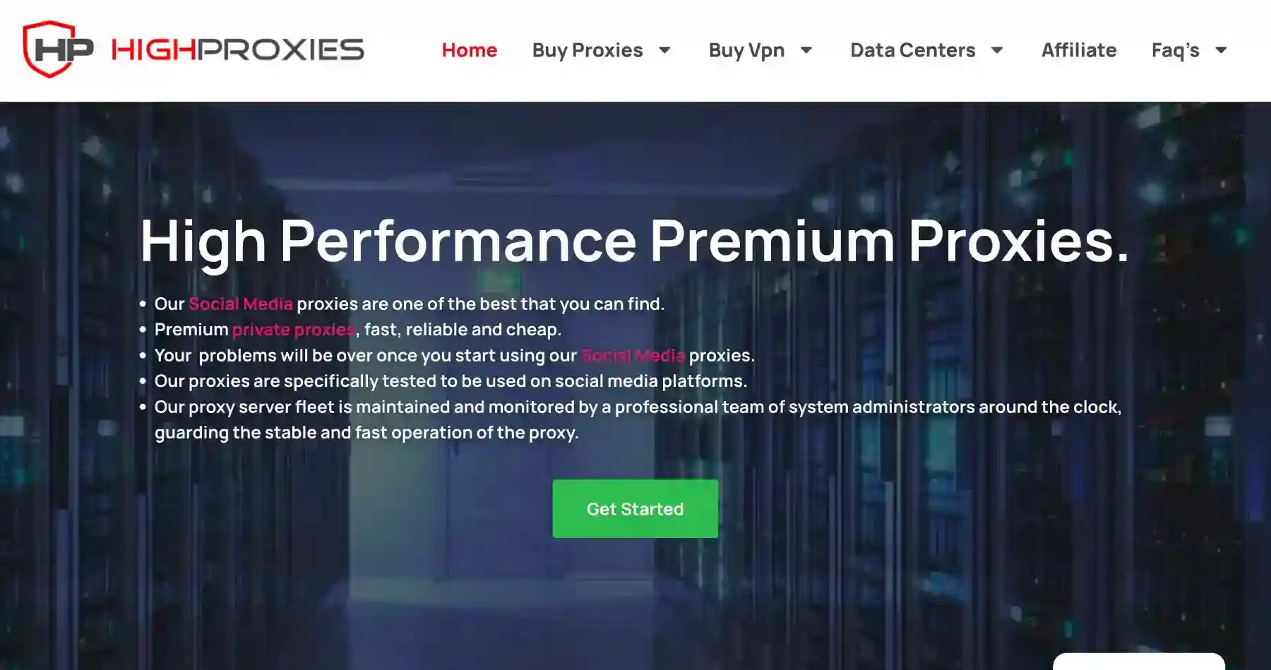 Highproxies homepage
