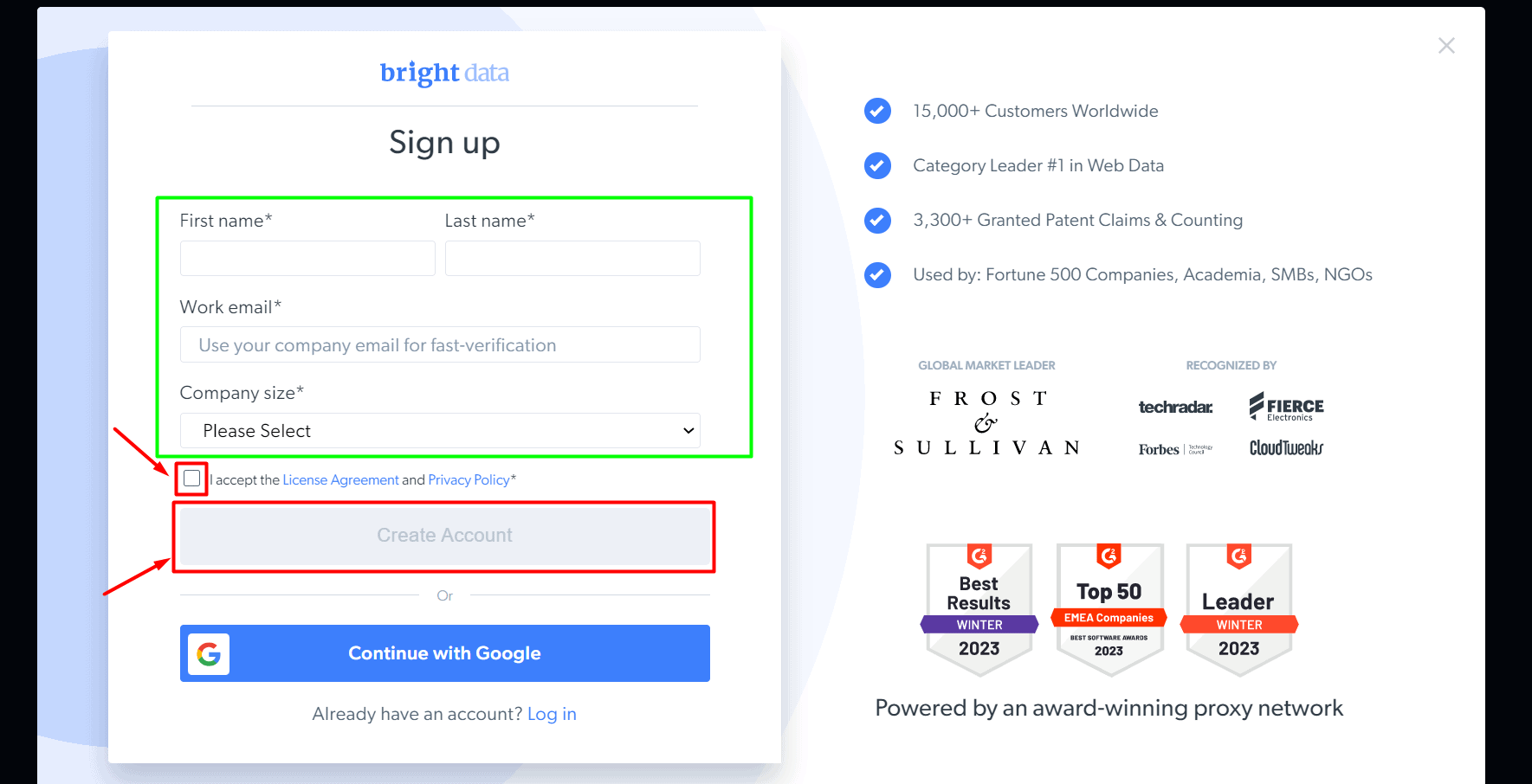 bright data browser signup step2