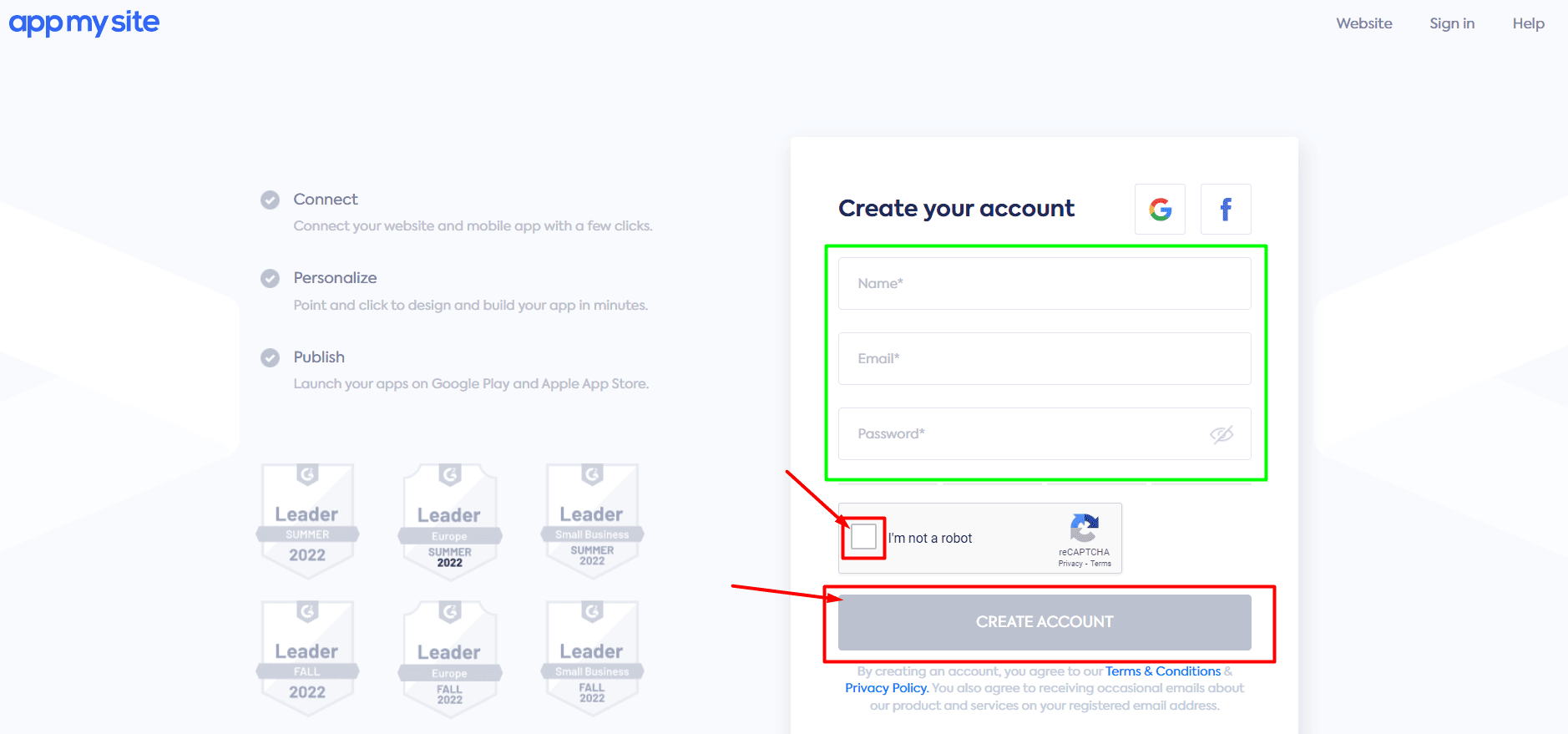 appmysite signup step2