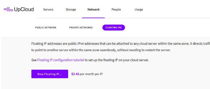 UpCloud Review - Floating IPs