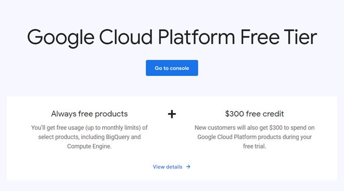 Google cloud platform free tier