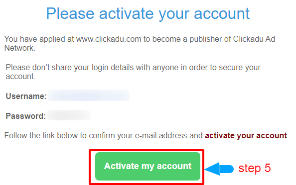 clickadu publisher signup step5
