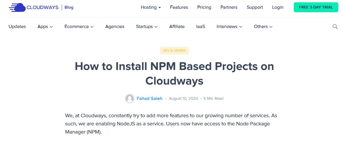 cloudways npm based projects
